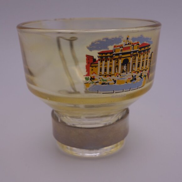 Set of Six(6) Roma Scene Glass Cups with Metal Handles - Picture 7 of 14